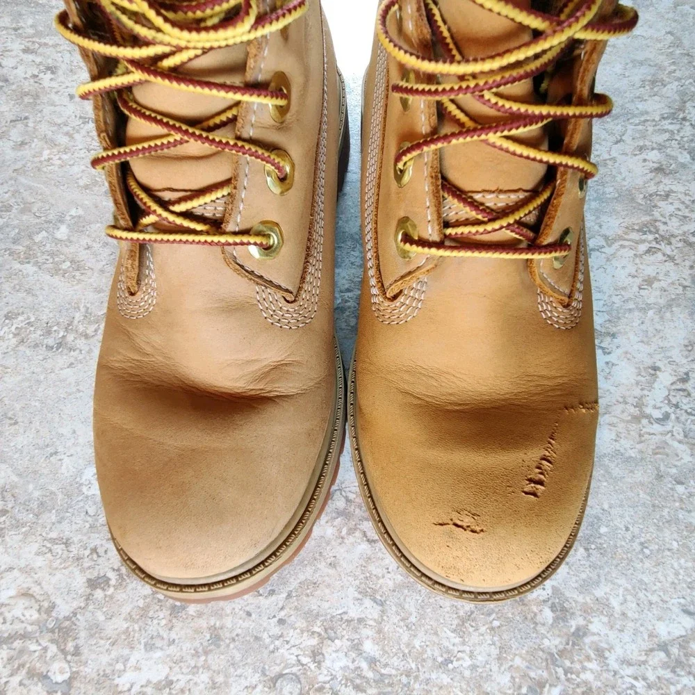Timberland 6 Inch Leather Waterproof Boots 12909 Wheat Nubuck Youth Size 4‎